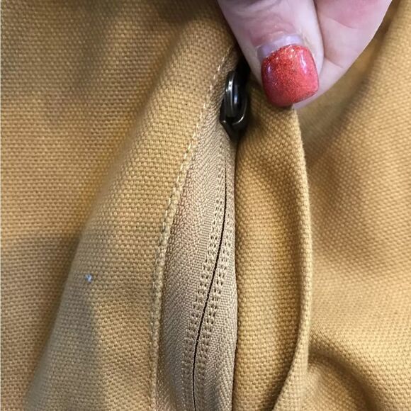 Hawx men hooded camel color work coat zip long sleeve lined pockets - Picture 9 of 12